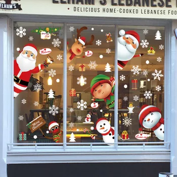 Noel Pencere Çıkartmaları Merry Christmas Süslemeleri Ev İçin Noel Duvar Sticker Çocuk Odası Duvar Çıkartmaları Yeni Yıl Çıkartmaları