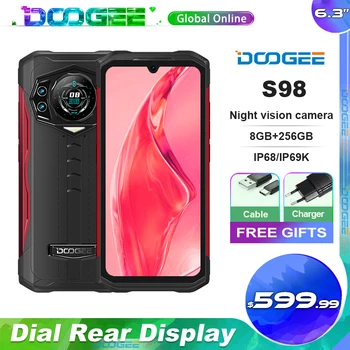 DOOGEE S98 Smartphone, sağlam cep telefonu 8 + 256GB G96 Octa Çekirdek 6.3 