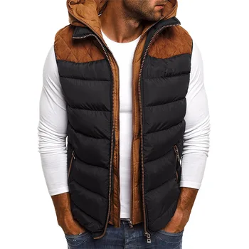 2021 Erkekler Sonbahar Kış Yelek Mont Çift Fermuarlı Kapşonlu Tasarım Pamuk Yastıklı Erkek Rahat Kolsuz Ceket Giyim AB Boyutu S-3XL