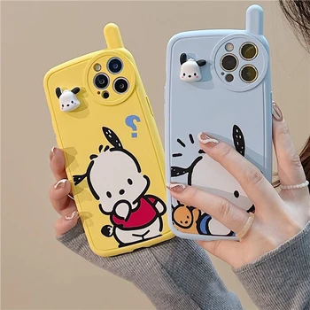 Kawaii Sanrio Pochacco Yaratıcı Karikatür Telefon Kılıfları iPhone 13 12 11 Pro Max XR XS MAX Y2k Kız Darbeye Dayanıklı Yumuşak Kabuk Fundas
