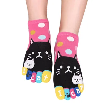 Kadın Çorap Mektup Sevimli Kediler Patchwork Nokta Renkli Pamuk Kawaii Ayak Çorap Komik Beş Parmak Çorap noel Hediyesi İçin Sox