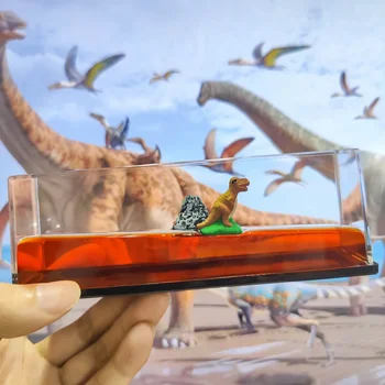 Yaratıcı Yeni Jurassic Dönemi Dinozor Sıvı Sürüklenme Şişe Akrilik Dekorasyon doğum günü hediyesi Masaüstü Dekorasyon Zanaat yüzen bot