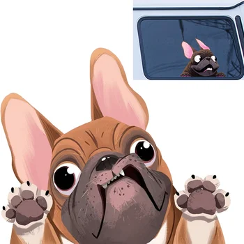 Bulldog Araba Sticker Su Geçirmez Karikatür Çıkartmaları Oto Arka Cam Kapı Dekorasyon Vinil Çıkartması Komik Hayvan Pet Çıkartmalar 12 * 14cm