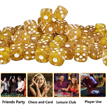 16mm Akrilik Yuvarlak Köşe Zar DND Zar Seti DND Çokyüzlü Reçine Altın Glitter Zar D & D Rol Yapma Oyunları Dices noel hediyesi