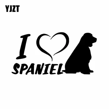 YJZT 17X8. 5CM Seviyorum Spaniel Araba Sticker Köpek Vinil Çıkartması Pencere Tampon Dekor Siyah / Gümüş C24-1361