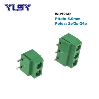 Pitch 5.0 mm Vida PCB Terminal Bloğu Bağlayıcı Sağ Açı Pin 2 P 3 P WJ126R 5mm Morsettiera Konnektörler 300 V 10A 14AWG