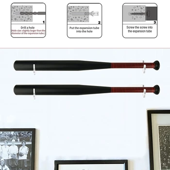 2 Çift beyzbol sopası Duvara Monte vitrin rafı Softbol sopası Tutucu Standı Akrilik Yarasa Askı Hatıra ve Koleksiyon