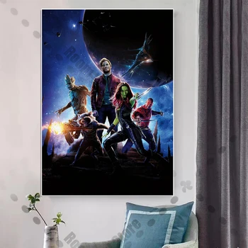 Guardians Galaxy Film Afiş Baskı Süper Kahraman Groot Roket Rakun Tuval Boyama Duvar Sanatı Çocuk Odası Ev Dekor