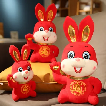 2023 Çin Zodyak Kırmızı Servet Tavşan Tang Takım Elbise Kawaii Tavşan Ev Dekor doldurulmuş oyuncak Yaratıcı Noel Yeni Yıl Hediye çocuk İçin