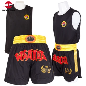 2 Adet Boks Takım Elbise Muay Thai Şort MMA T Shirt Forması Nefes Erkek Kadın Çocuk Sanda Dövüş Giysileri Kickboks Eğitim Üniforma