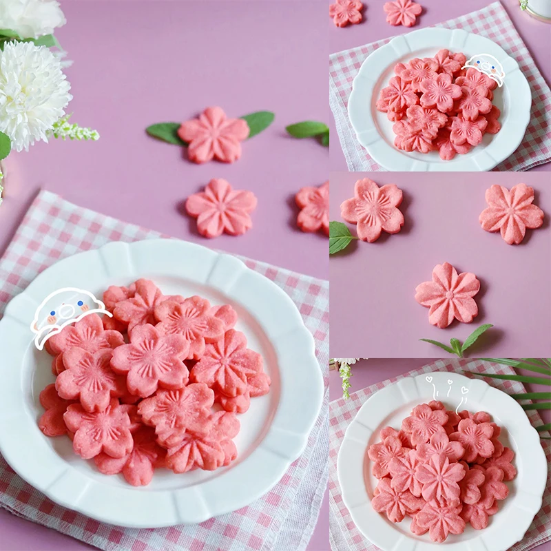 5 adet / takım Kiraz Çiçeği Kalıp Kesici Sakura Desen kurabiye kalıbı Pullar Bisküvi Kalıp El Basın Piston Fondan Pasta Pişirme Aracı