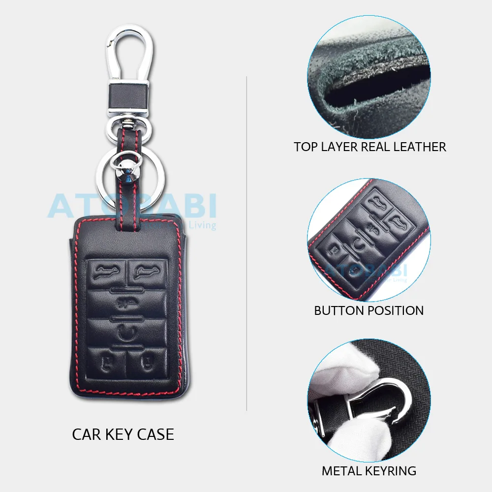 Deri Araba Anahtarı Kapağı Cadillac Escalade SRX XTS ATSL SLS CTS STS ATS BLS Akıllı Anahtarsız giriş Uzaktan Fob Vaka çanta anahtarlığı