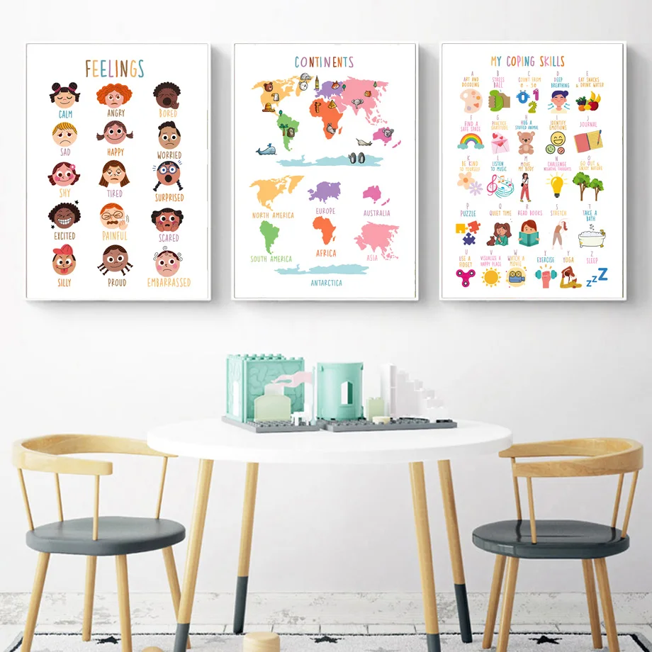 Duygu Saat Sakinleştirici Thecniques Eğitim Soyut Sanat Tuval Boyama Posterler Ve Baskılar Duvar Resimleri Bebek Çocuk Odası Dekor