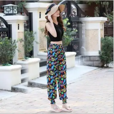 Yetişkin kadın anti sivrisinek pantolon pamuk ipek fener pantolon yeni yaz moda rahat pantolon Yoga Pantolon kadın yetişkin Kapriler