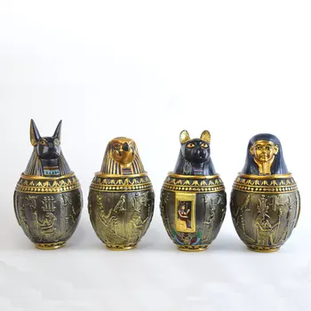 Mısır Tanrı Pet Külleri Kutusu Dekorasyon Kanopic Can Süsler Ev Dekor Anubis Firavun Depolama Tankı