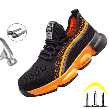 Ücretsiz Kargo İş Güvenliği Ayakkabıları Erkekler kısa Çizmeler Çelik Burun Anti Smashing Hafif Spor Ayakkabı Nefes Tüm Sezon Ayakkabı