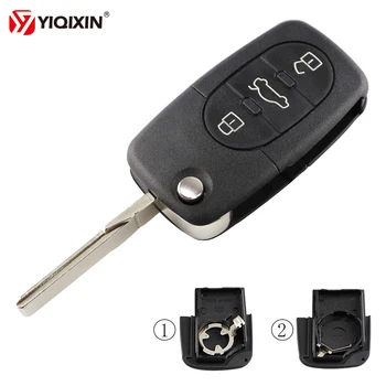 YIQIXIN Anahtar Konut Audi A2 A3 A4 A6 A8 TT Quattro RS4 Uzaktan Araba Anahtarı Kabuk Kapak Kılıf 3 Düğme Katlanır CR1620 / 2032 Pil