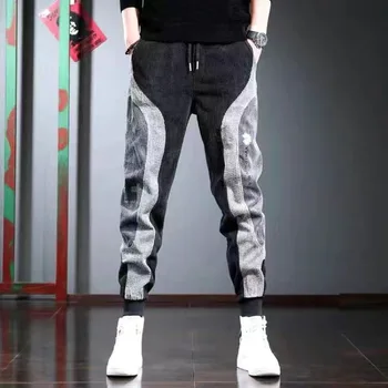 Yaz erkek Rahat Siyah kalem pantolon Moda Mektubu Baskılı Pantolon Kore Streetwear İpli Joggers Ayak Bileği Uzunlukta Pantolon