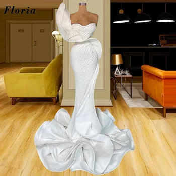 Dubai Zarif Beyaz Mermaid Ünlü Elbiseleri 2023 Yeni Arapça Kristaller Akşam Elbise Parti Nişan Elbise Elbiseler Du Soir