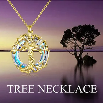 Hayat ağacı Kolye 925 Ayar Gümüş Celtic Aile ağaç kolye Daire Kristal Takı Hediyeler Kadınlar Kızlar için Anne