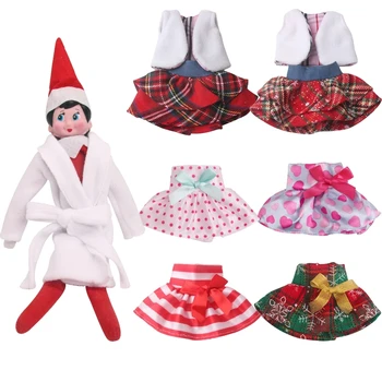 3 adet / takım Kırmızı Noel Elf Bebek Beyaz Elbise Elbise Aksesuarları çocuk Yılbaşı Hediyeleri Elfler etek Elbise (Bebek)