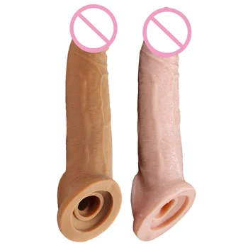Erkekler Samimi Mallar İçin 21cm Penis Büyütme Extender Kol Reuseable Prezervatif Gecikme Boşalma Seks Oyuncak Sedyesi Seks Oyuncakları Penis 