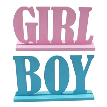 Ahşap Bebek Yüz Gün Parti Süslemeleri Bu Bir Erkek Ya Da Bir Kız Parti Cinsiyet Reveal Parti Bebek Duş masa süsü