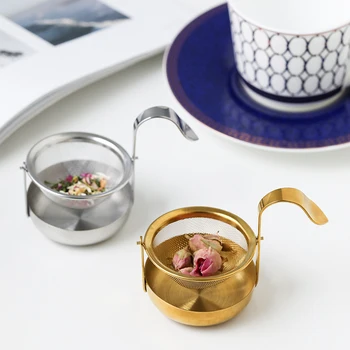Paslanmaz çelik tel örgü Çay Demlik Kullanımlık çay süzgeci Metal Bardak Süzgeç Süzgeç Gevşek Yaprak Filtre Kolu İle Mutfak Aracı