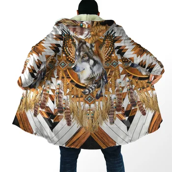 Kalın Sıcak kapüşonlu pelerin Kadın Erkek Yerli Kurt Kafatası Baş Palto Ceket Rüzgar Geçirmez Polar Pelerin Bornoz Kapşonlu Battaniye-2