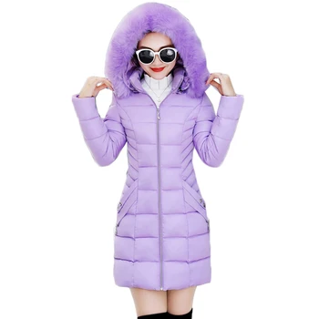 Kadın kışlık ceketler Mont 2020 Yeni Aşağı Parkas Feminina Sıcak Pamuk Kapşonlu Uzun Palto Faux Kürk Yaka 3XL Dış Giyim H75