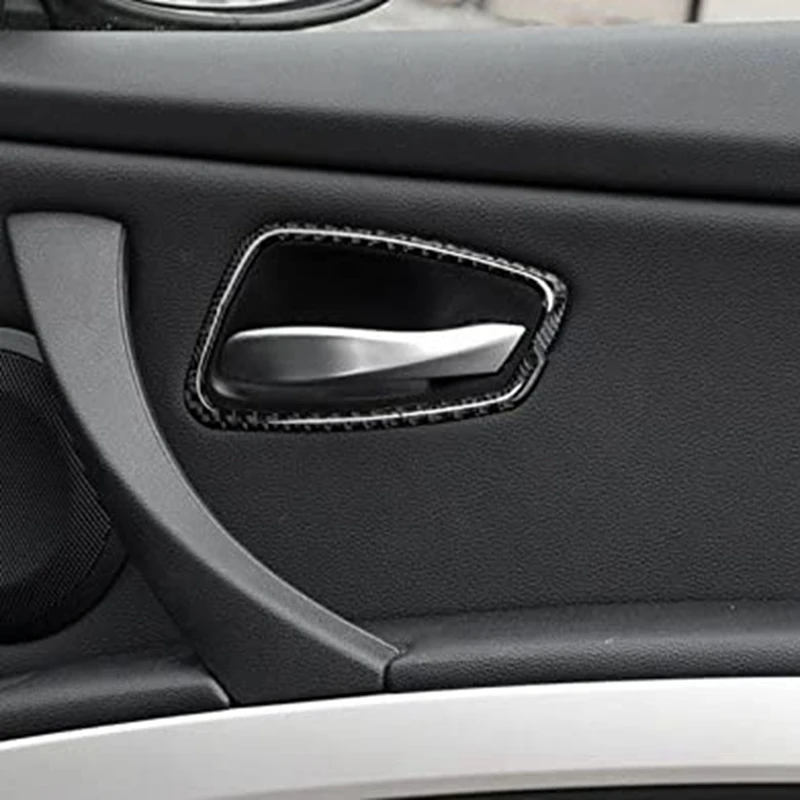 Araba Karbon Fiber Kapı Kolu Kase Sticker Kapak Trim Çıkartması BMW - 3 Serisi E90 E92 E93 2005-2012 Aksesuarları, 4 ADET