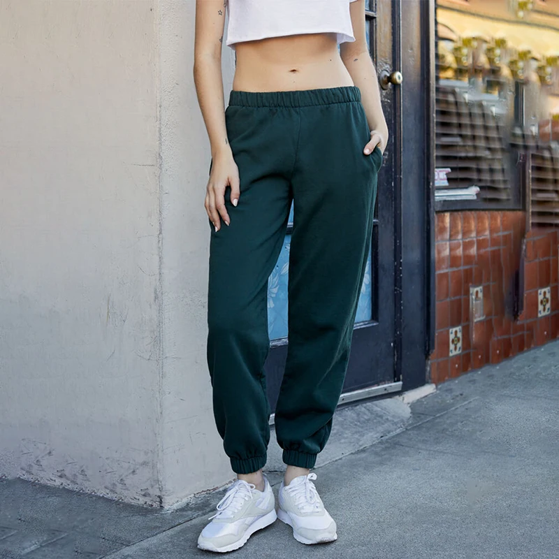 Basit Rahat Yüksek Bel Sweatpants Kadın Sonbahar Kış Moda Katı Gevşek Pantolon Kadın Casual Streetwear kalem pantolon 2020