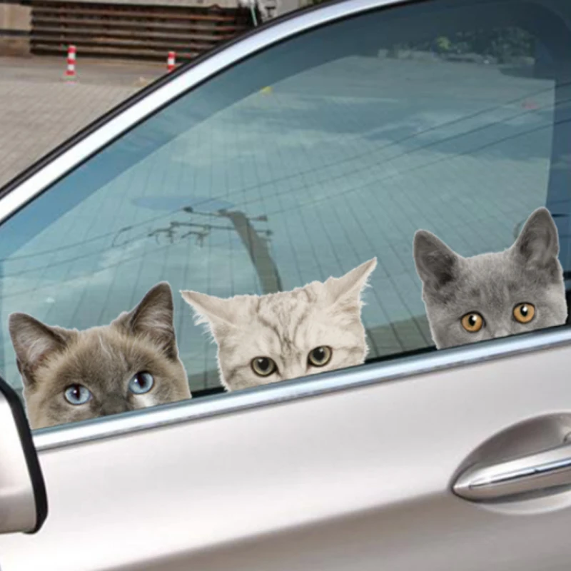 Komik 3D Kedi Köpek Yarım yüz Peeking araba sticker Duvar arka plan Sanat çıkartmaları süslemeleri sevimli hayvan duvar çıkartmaları ev dekor için