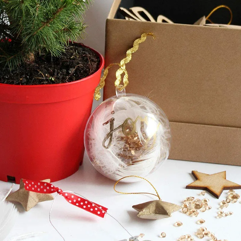 Noel Dekorasyon DIY Noel Plastik İçi Boş Top Noel Yüksek Şeffaf Topları Yaratıcı Akrilik Asılı Top noel dekoru