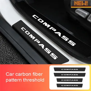 4 Adet Araba Çizilmeye Dayanıklı Çıkartması Otomatik Kapı Karbon Fiber Eşik Şerit Sticker Jeep Pusula İçin Otomatik Dış Aksesuarlar