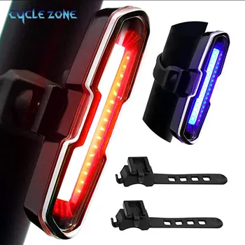 Bisiklet kuyruk ışık Ultra parlak USB şarj edilebilir LED lamba bisiklet arka ışık 5 ışık modu farlar ile kırmızı ve mavi için bisiklet güvenlik