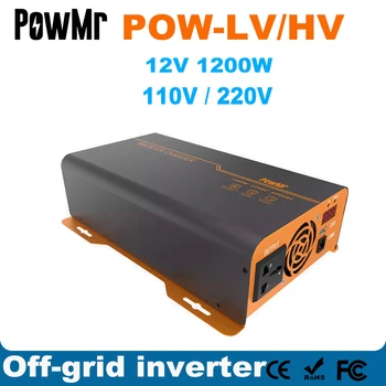 POWMR 12V 110V / 220V 1200W şebekeden bağımsız invertör şarj cihazı 1.2 KW Saf Sinüs Dalgası Güneş İnvertör Kurşun Asit / Lityum Pil İnvertör