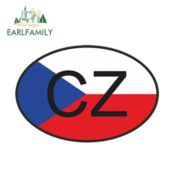 EARLFAMILY 13cm x 9.1 cm Araba Styling Cz Çek Cumhuriyeti Ülke Kodu Oval Bayrak Araba Sticker Kask Su Geçirmez Araba Aksesuarları