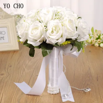 Yapay Güller Nedime Buket Küçük Düğün Çiçekleri Gelin Buketi İpek Çiçekler Beyaz Romantik Düğün Buket Bridals için