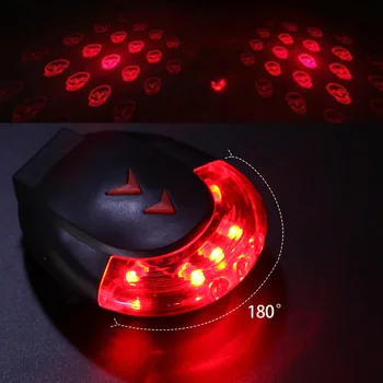 Kafatası projeksiyon arka lambası gece güvenlik uyarı hattı lazer kuyruk ışık USB şarj bisiklet arka ışık LED bisiklet aksesuarları