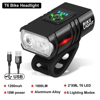 1000LM Bisiklet İşık Far T6 Bisiklet LED USB şarj edilebilir meşale Alaşım Bisiklet Far Yüksek İşın Düşük İşın Bisiklet Aksesuarları