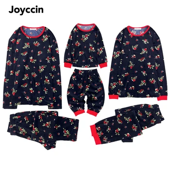 Joyccın Yeni Yıl Aile Eşleştirme Kıyafetler Pijama Sonbahar Kış Anne Çocuk Yumuşak Uzun Kollu Noel Çiçek Baskı Takım Elbise