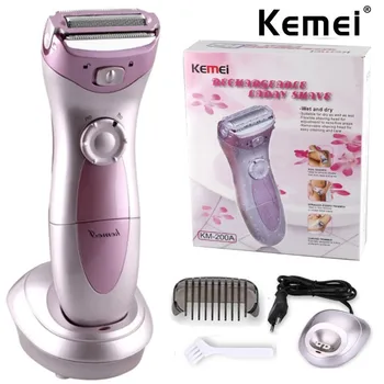 Kemei KM - 200A Elektrikli Saç Çıkarıcı Kadın Vücut Tıraş Makinesi Kullanılan Kablosuz Anında Ağrı Güvenli Epilatör Yüz Epilasyon Kiti