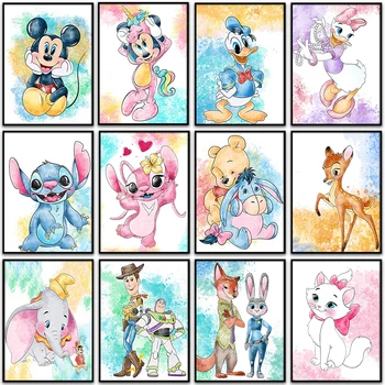 5D DİY Elmas Boyama Disney Mickey Mouse Dumbo Marie Kedi Ev Dekor Tam Yuvarlak ve Kare Elmas nakış Çapraz dikiş mozaik