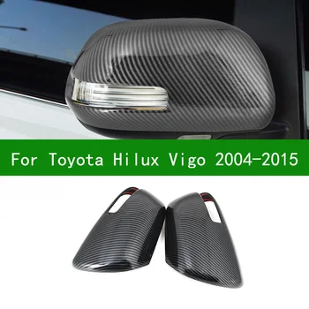 TOYOTA Hilux Vigo 2004-2015 için araba Siyah karbon fiber dikiz aynası kapağı trim 2005 2006 2007 2008 2009 2011 2012 2013 2014
