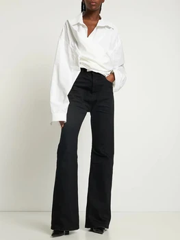 Alevlendi Pantolon Kömür Denim Vintage Yıpranmış Sıkıntılı Yıkanmış Orta Rise Y2K Kot Moda Sokak Stili Streetwear BaLen C1090
