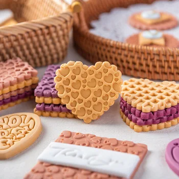 Yeni Aşk Kalp Çerez Embosser Kalıp Fondan Bisküvi Kesici Alfabe Teşekkür Ederim Desen 3D Düğün Pastası Dekorasyon Pişirme Araçları
