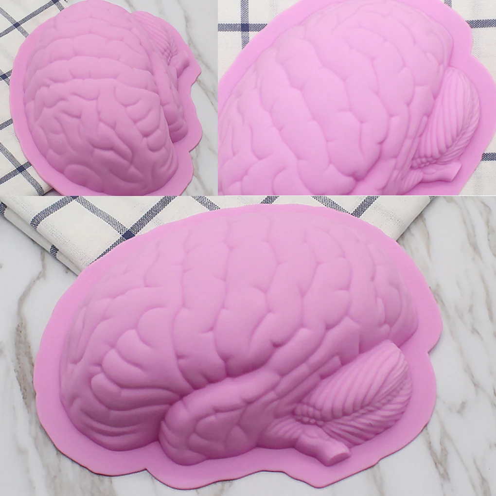 1 adet 3D İnsan Beyin Şekli Pan Pişirme Silikon Cadılar Bayramı Kek Kalıbı Puding Jello Tatlı ekmek kalıbı Mutfak Bakeware Aksesuarları