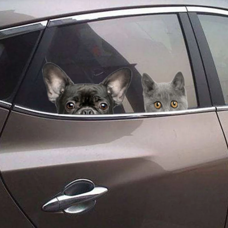 Komik 3D Kedi Köpek Yarım yüz Peeking araba sticker Duvar arka plan Sanat çıkartmaları süslemeleri sevimli hayvan duvar çıkartmaları ev dekor için