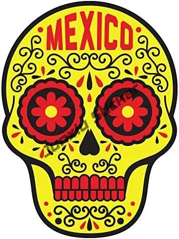 Meksika Şeker Kafatası Sticker Meksika Bayrağı Kartel Calavera Premium Kalite Kafatası Sticker Vinil Çıkartması Anime Aksesuarları Dekorasyon